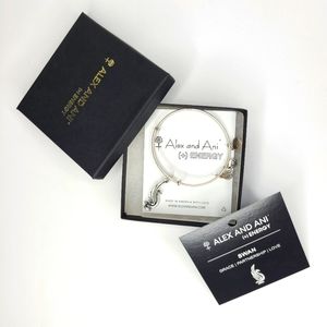Alex and Ani Swan Charm Bangle Bracelet Antique Silver